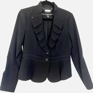 White House Black Market Black Scallop lapel Peplum blazer